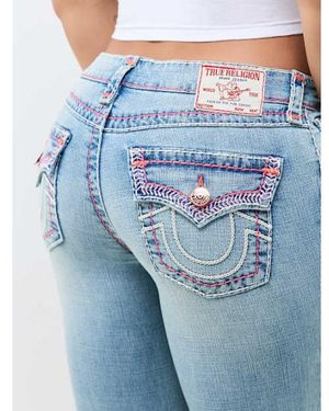 TRUE RELIGION Becca Mid Rise Super T Flap Bootcut Jean - Blue