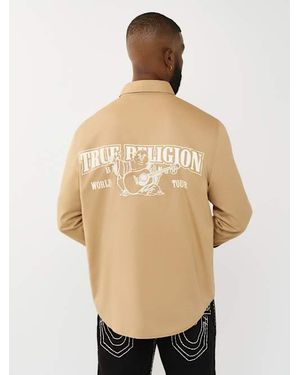 TRUE RELIGION Arched Logo Cotton Twill Shirt - Natural
