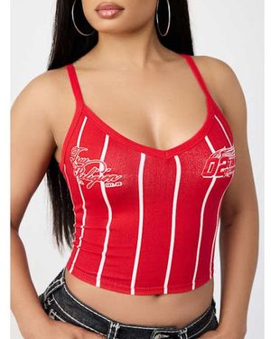 TRUE RELIGION Sporty V-neck Tank Top - Red