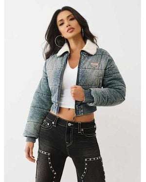 TRUE RELIGION Denim Puffer Jacket - Gray