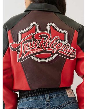 TRUE RELIGION Color Blocked Varsity Jacket - Red