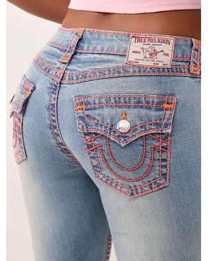 TRUE RELIGION Jennie Mid Rise Super T Flap Curvy Skinny Jean - Blue