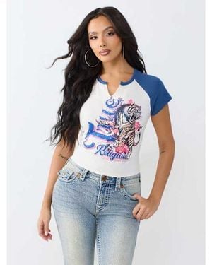 TRUE RELIGION Contrast Raglan Notch Baby T-shirt - Blue