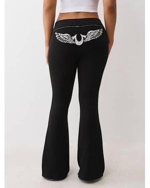 True Religion Crystal Wing Big T Flare Sweatpant - Black