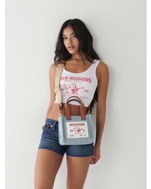 TRUE RELIGION Mini Denim Logo Tote Bag - Blue