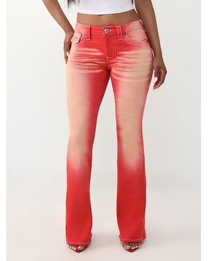 TRUE RELIGION Joey Mid Rise Pink Flap Flare Jean - Red