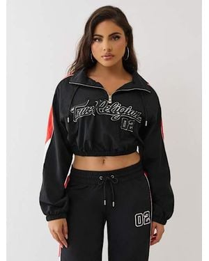 TRUE RELIGION Puff Print Nylon Half-zip Jacket - Black