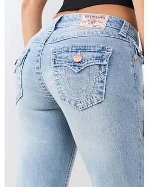 TRUE RELIGION Mid Rise Big T Flap Straight Jean - Blue