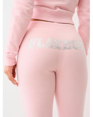 True Religion X Playboy Crystal Bootcut Sweat Pant - Pink