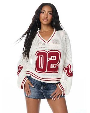 TRUE RELIGION Sporty Sweater Jersey Top - Red