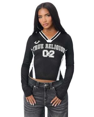 TRUE RELIGION Mesh Sporty Long Sleeve Top - Black