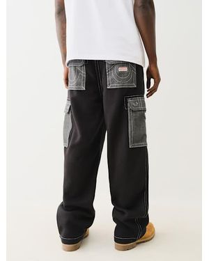 True Religion Heavy Weight Fleece Big T Baggy Cargo Pant - Gray