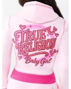 TRUE RELIGION Airbrush Crush Shrunken Hoodie - Pink