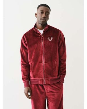 True Religion Velour Big T Zip Jacket - Red