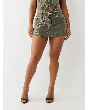 TRUE RELIGION Sadie Camo Leopard Big T Skirt - Green