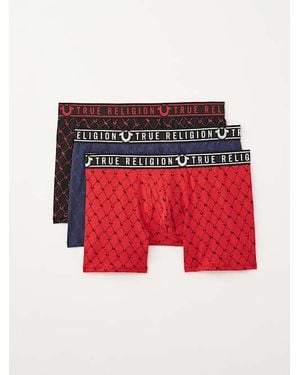 TRUE RELIGION 3-pack Horseshoe Boxer Briefs - Red