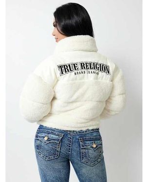 TRUE RELIGION Embroidered Sherpa Jacket - White