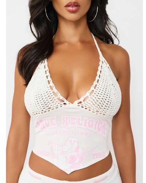 TRUE RELIGION Heritage Crochet Halter Top - White