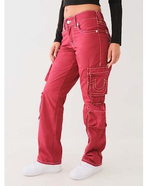 TRUE RELIGION Ricki Nylon Big T Cargo Pant - Red