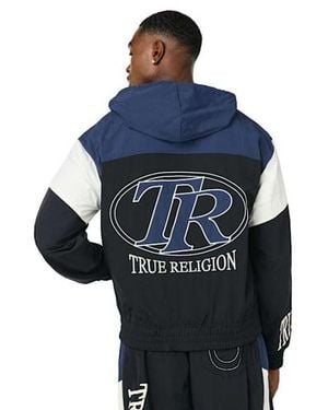 TRUE RELIGION Colorblock Nylon Track Jacket - Blue
