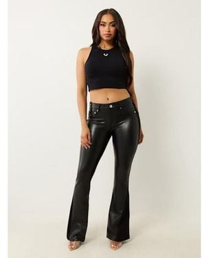 TRUE RELIGION Joey Faux Leather Ponte Flare Jean - Black