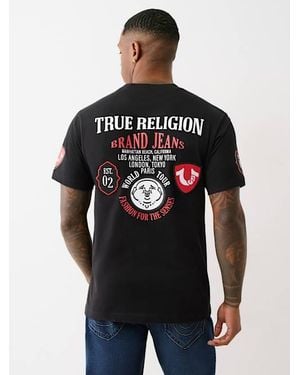 True Religion Mineral Patch Henley Shirt in Black for Men | Lyst