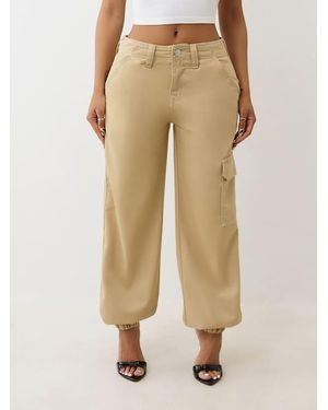 True Religion Bobbi Baggy Cargo Jogger - Natural