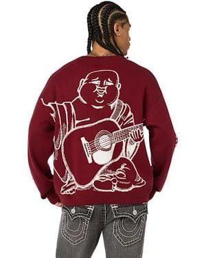 TRUE RELIGION Arched Logo Buddha Sweater - Red