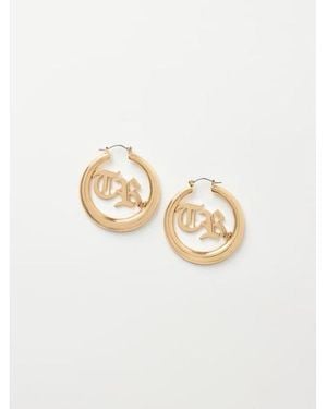 TRUE RELIGION Logo Hoop Earrings - White