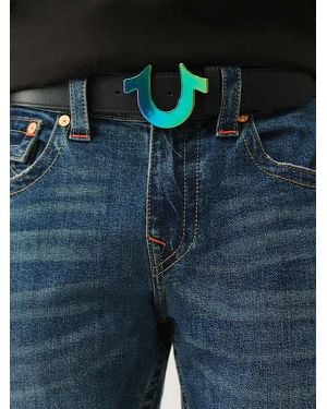 True Religion Iridescent Horseshoe Buckle Belt - Blue