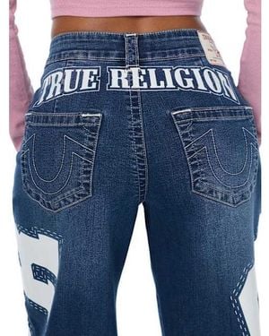 TRUE RELIGION Jessie Mid Rise Print Super Baggy Jean - Blue