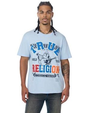 TRUE RELIGION Double World Tour Logo T-shirt - Blue