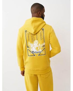TRUE RELIGION Buddha Card Zip Hoodie - Yellow