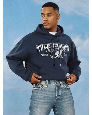 TRUE RELIGION Boxy Logo Hoodie - Blue