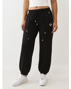 TRUE RELIGION Studded Carptenter Boyfriend Jogger - Black