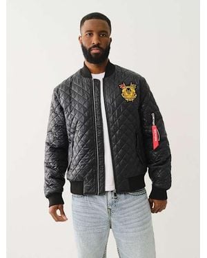 True Religion Quilted Fighter Bomber Jacket - Blue