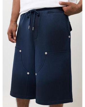 TRUE RELIGION Mikey Painter Big T Baggy Af Sweatshort - Blue