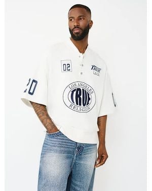 TRUE RELIGION Short Sleeve Oversized Sport Sweatshirt - White