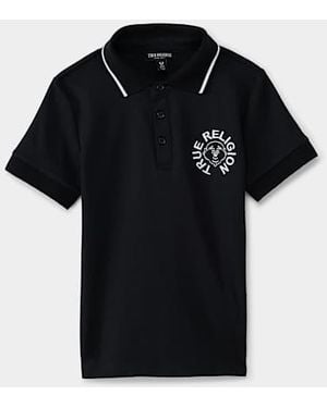 TRUE RELIGION Boys Circular Buddha Face Polo Shirt - Black