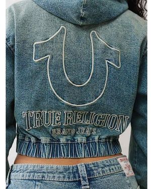 TRUE RELIGION Denim Big T Zip Hoodie - Green
