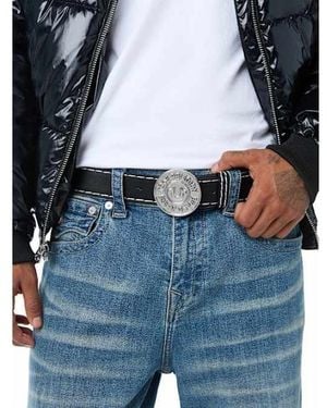 TRUE RELIGION True Denim Button Belt - Blue