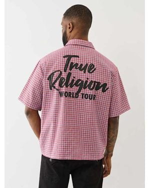True Religion Boxy Grid Stripe Sport Shirt - Pink