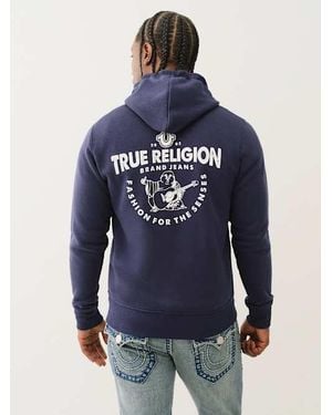 TRUE RELIGION Buddha Logo Zip Hoodie - Blue