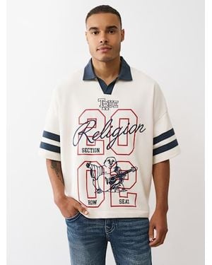 TRUE RELIGION Terry Oversized Polo Shirt - White