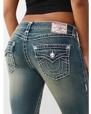 TRUE RELIGION Joey Low Rise Super T Flap Flare Jean - Blue