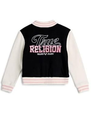 TRUE RELIGION Girls Fleece Varsity Jacket - Black