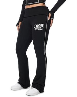 TRUE RELIGION Crystal J'adore Foldover Bootcut Pant - Black