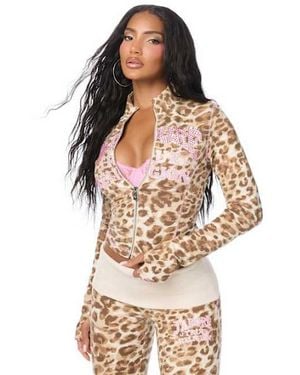 TRUE RELIGION Crystal J'adore Terry Zip-up Jacket - Brown