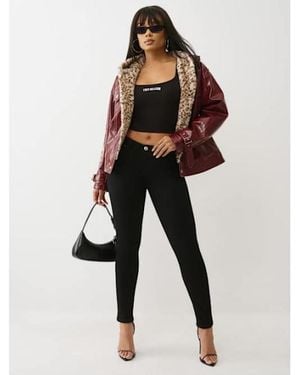 TRUE RELIGION Oversized Patent Leather Jacket - Black