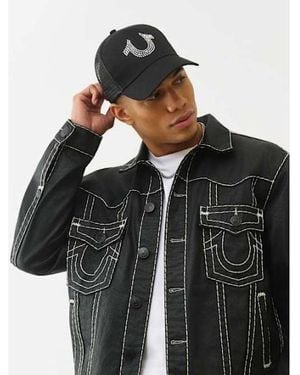 TRUE RELIGION Crystal Horseshoe Trucker Hat - Black